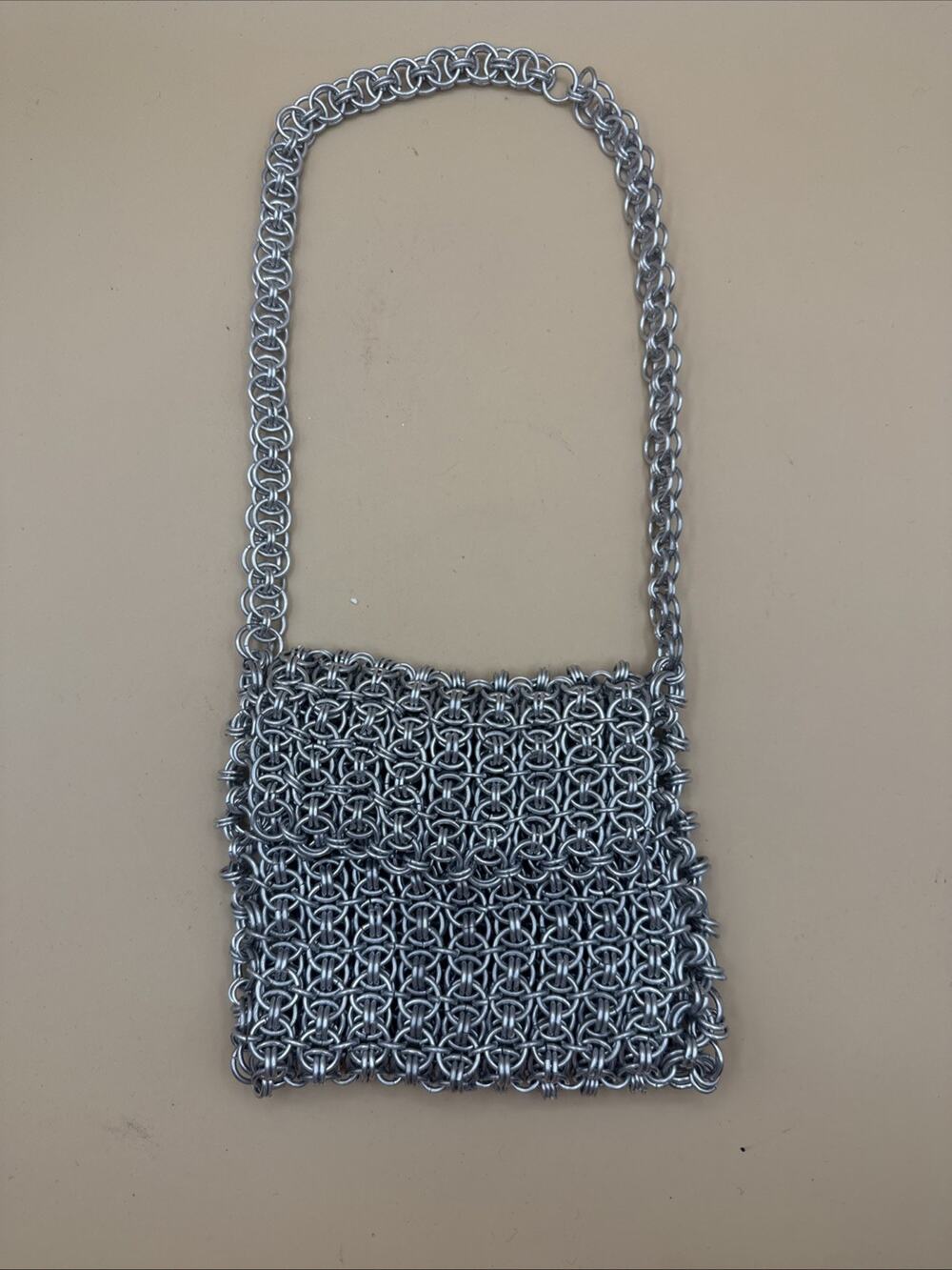 Vintage Silver Chainmail Shoulder Bag / Small Purse - Retro Y2K Metal Mesh